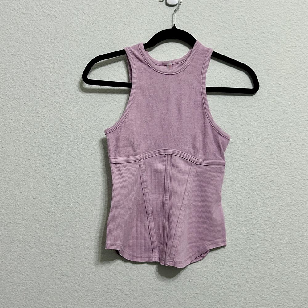 NEW Free People Headstart Lillac Purple Corset Sleeveless Tank Top Sm Athleisure - Picture 2 of 7